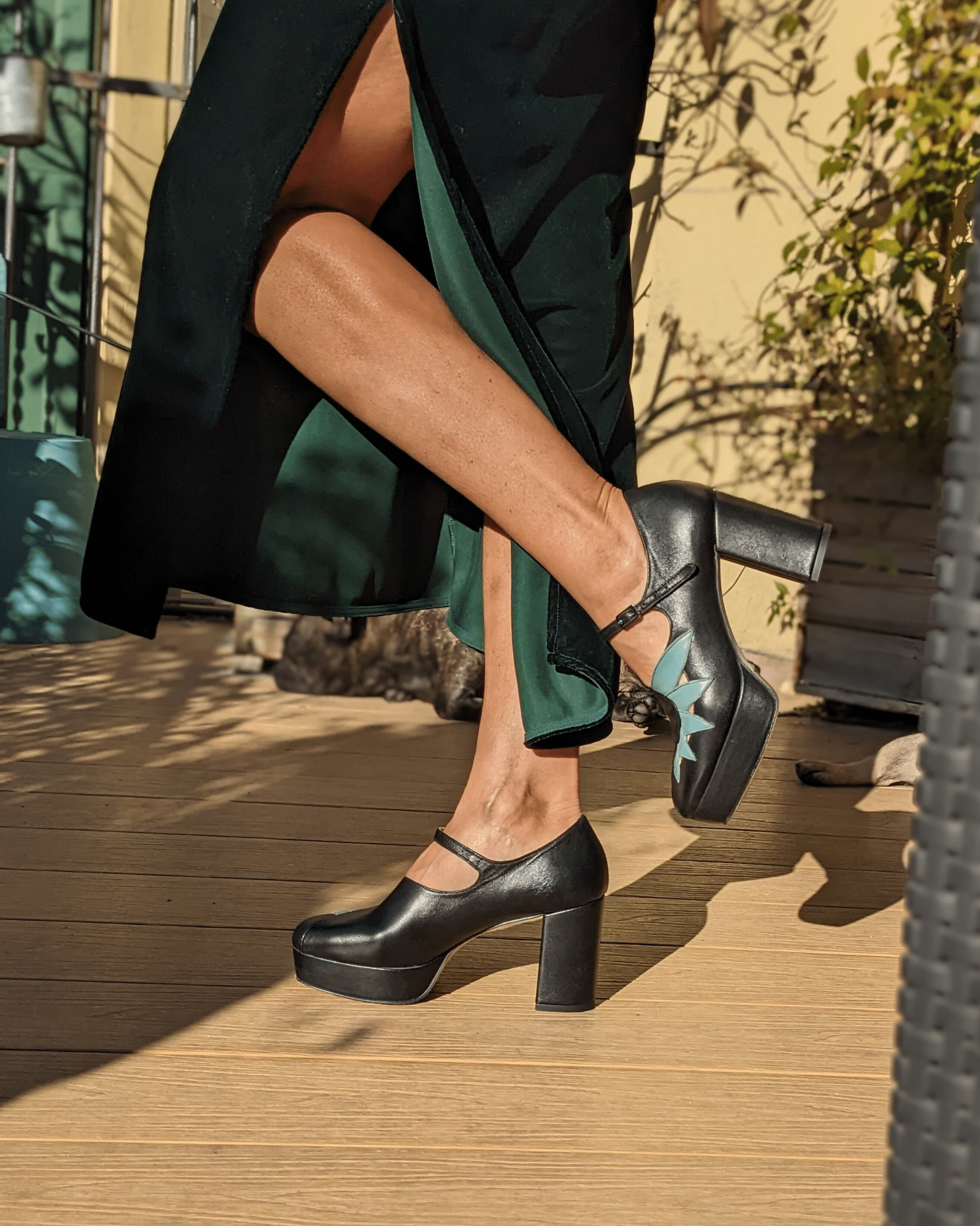 Patty Scarpa con plateau nero e ottanio