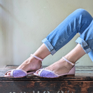PAXOS ballerina sandalo in paillettes glicine