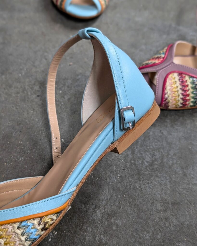 PAXOS ballerina sandalo in rafia multicolore e acqua