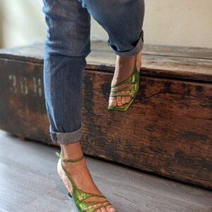 Sandali da Donna Iris in Nappa Laminata Verde