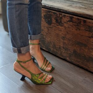 Sandali da Donna Iris in Nappa Laminata Verde